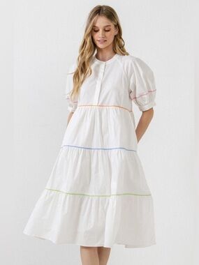 english factory flutter-sleeve sheer gridded midi dress English Factory | Dresses | English Factory Flutteredsleeve Sheer Gridded  Midi Dress Sz Sm Black Nwt